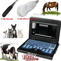 Animal Pet Vet laptop ultrasound scanner machine 2 veterinary probes digital CE