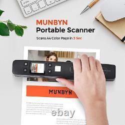 MUNBYN Portable Scanner, Photo Scanner for Documents Pictures Texts in 1050DPI
