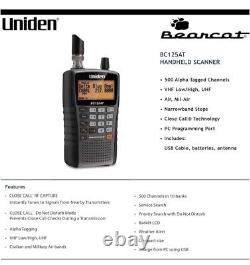 NEW Uniden Bearcat BC125AT Handheld Scanner NASCAR Racing Police Fire Close Call