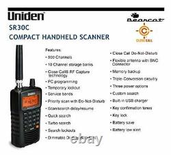 Uniden Bearcat SR30C 500-Channel Compact Handheld Scanner Close Call RF Captu