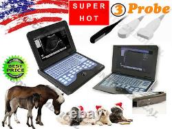 Veterinary Ultrasound Scanner Machine with Rectal+Linear+ Micro-Convex 3 probes