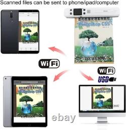 WiFi Portable Handheld Color Photo Scanner for A4 Documents, Business Card, Boo