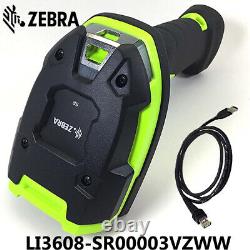 Zebra LI3608-SR00003VZWW Rugged Handheld Digital 1D Barcode Scanner with USB Cable